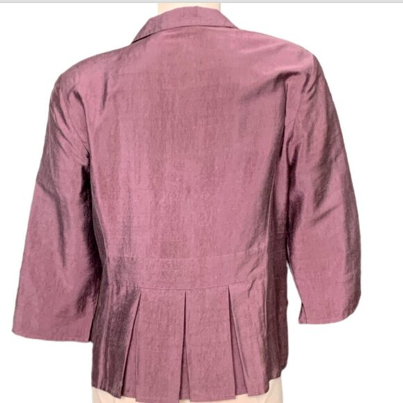 J. Jill Silk Button Front/Peplum Back Jacket Top Sz 6P Mauve 98E - Picture 4 of 7